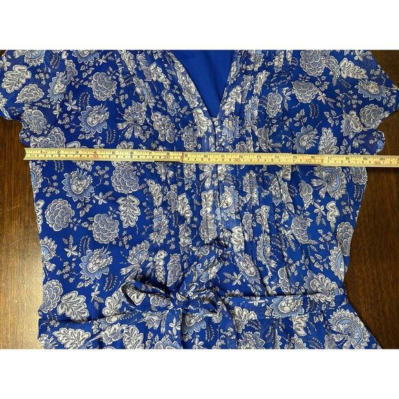 Cottage Core MSK Dress Women's 18 Floral Ruffled Faux Wrap Tie Waist Sheer Lined - Picture 4 of 12